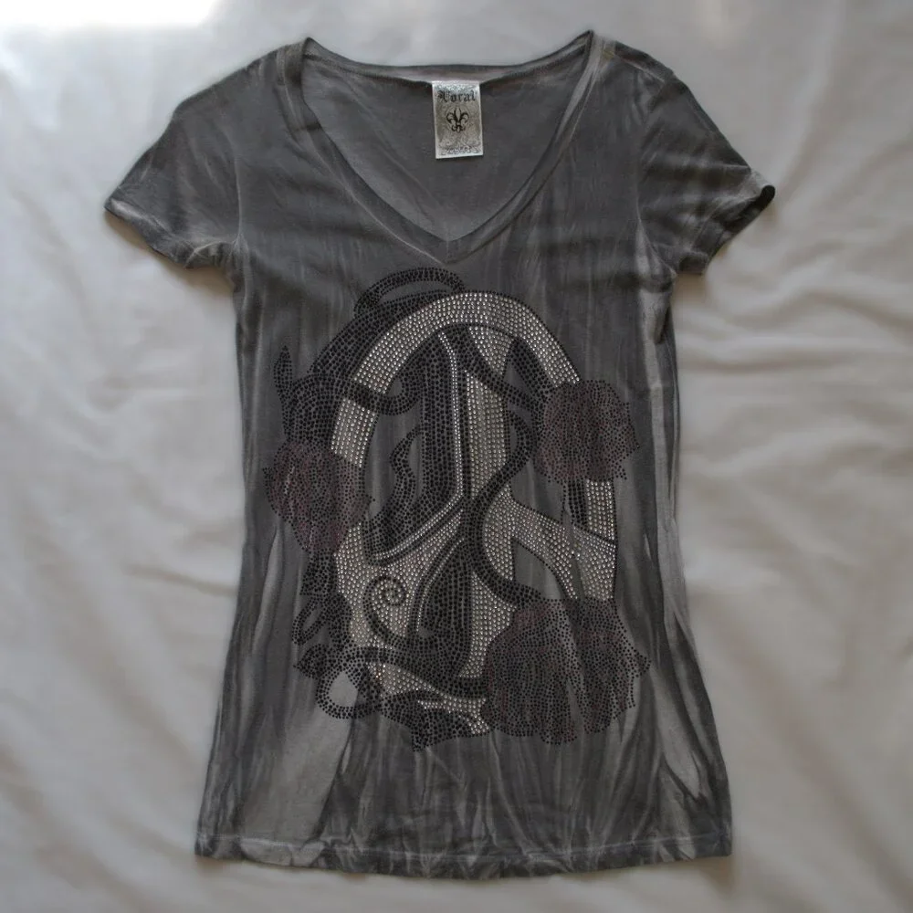 Bedazzled Peace Sign T Shirt - Picture 3 of 8